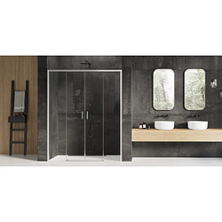 OTITEC Porte de douche coulissante chromé droite 4 volets IBIZA CHROME,Largeur: 160 cm