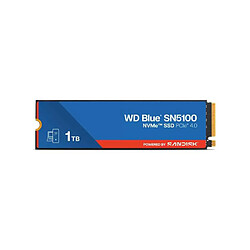 Western Digital WDS100T5B0E SSD NVMe M.2 2280 1 To PCIe 4.0 Western Digital WD Blue SN5100 1 To M.2 2280 NVMe PCIe 4.0 SSD, QLC 3D NAND, 7100 Mo/s lecture, 6700 Mo/s écriture, chiffrement matériel, 600 TBW