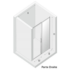 OTITEC Porte de douche coulissante chromé droite 2 volets IBIZA CHROME,Largeur: 130 cm pas cher