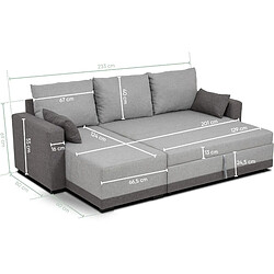 Avis Budwing Canapé d'angle convertible - Gris clair