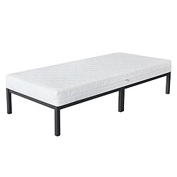 ML-Design Cadre de lit en acier anthracite 90x200 cm avec sommier à lattes matelas H16 cm