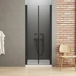 OTITEC Porte de douche battante 90 cm noir RHODES BLACK