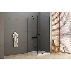 OTITEC Cabine de douche pivotante 90x80 cm noir RHODES BLACK