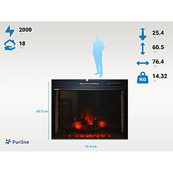 Acheter Purline Cheminée électrique 2kW en verre trempé plat avec télécommande et flamme réglable