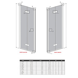 OTITEC Porte de douche pliante gauche 70 cm noire RHODES BLACK pas cher