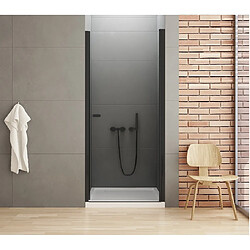 OTITEC Porte de douche pivotante 90 cm noir RHODES BLACK