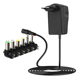 Max excell Chargeur Secteur Multi Appareils 30W Réglable 3-12V avec 6 Embouts Inclus Noir
