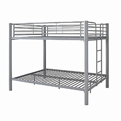 Homy France Pack Lit superposé en métal gris + matelas compris 4 places 2+2 COLOSSE 140x190 cm sommier inclus
