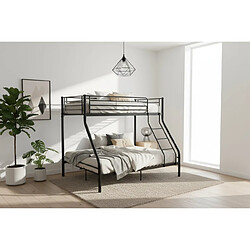 Acheter Homy France Pack: Lit superposé en métal sommier inclus + 2 Matelas 90/140x190 cm, 3 places Noir COSTO