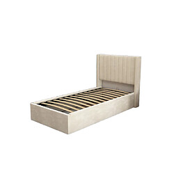 Homy France LIT COFFRE CAMILLE en velours BEIGE 90X190CM