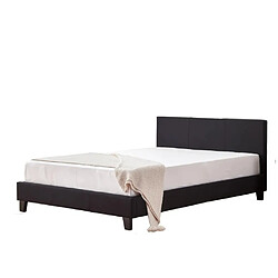 Homy France Lit 2 places MELBOURNE simili cuir NOIR 160x200 cm avec sommier intégré