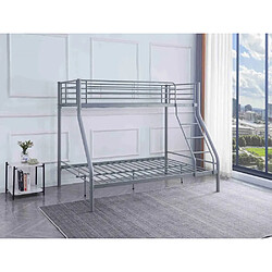 Avis Homy France Pack: Lit superposé en métal COSTO sommier inclus + 2 Matelas 90/140x190 cm, 3 places Gris