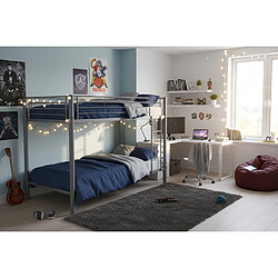 Acheter Homy France Lit superposé métal gris 4 places 140x190 cm + matelas et sommier inclus COLOSSE