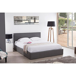 Acheter Homy France Lit coffre 2 places 160x200 cm BASTIEN simili cuir sommier inclus