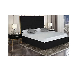 Homy France Lit 2 places GOLD MARK similicuir NOIR 160x200 cm avec sommier intégré