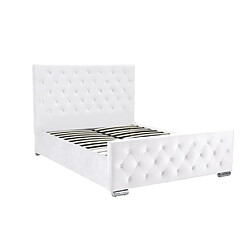 Homy France Lit PRESTIGE 2 places 140x190 cm velours blanc cassé sommier inclus