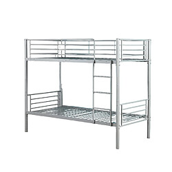 Homy France Pack : Lit superposé + Matelas compris Séparable métal LUNA 1+1 90x190 cm sommier inclus gris