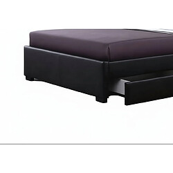 Homy France Lit adulte 160x200 cm noir avec tiroirs LED sommier inclus pas cher