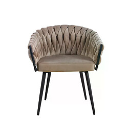 Homy France Lot de 2 chaises TRESSEES Velours Pied en métal noir - Taupe