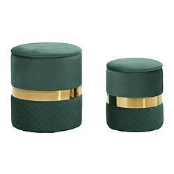 EPIKASA Lot de 2 Poufs MF870, Vert, Polyester, 37x37x42 cm