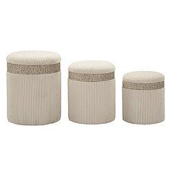EPIKASA Lot de 3 Poufs MF768, Beige, MDF, 40,5x40,5x49,5 cm