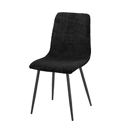 Homy France Lot de 4 chaises BOBBY pieds métal noir assise velours côtelé