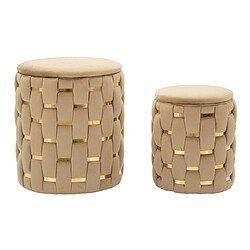 EPIKASA Lot de 2 Poufs MF873, Or, Polyester, 37x37x42 cm