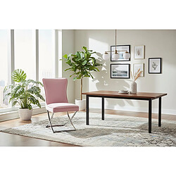 Homy France Lot 2 Chaises Salle à Manger Gabrielle Capitonnées Velours Rose Pieds Chrome 59x52x95cm