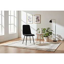 Homy France Lot 4 Chaises Salle à Manger Bobby Velours Côtelé Noir Pieds Métal Noir 52x44x87cm