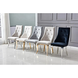 Homy France Lot de 2 chaises ANNEAU Capitonnées et Cloutées Gold Velours - Noir
