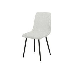 Homy France Lot 4 Chaises Salle à Manger Bobby Velours Côtelé Blanc Cassé Pieds Métal Noir 52x44x87cm