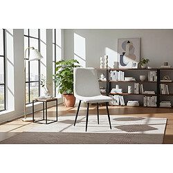 Homy France Lot 4 Chaises Salle à Manger Bobby Velours Côtelé Blanc Cassé Pieds Métal Noir 52x44x87cm
