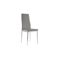Homy France Lot 6 chaises velours gris pieds métal chrome 39x39x95 cm TOLIA