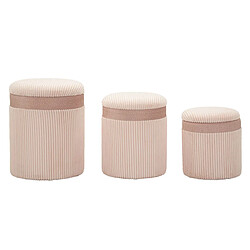 EPIKASA Lot de 3 Poufs MF769, Rose, MDF, 40,5x40,5x49,5 cm