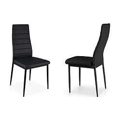 Homy France Lot de chaises TOLIA métal noir simili cuir