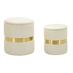 EPIKASA Lot de 2 Poufs MF868, Beige, Polyester, 37x37x42 cm