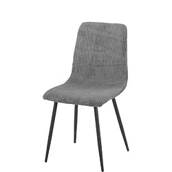 Homy France Lot 4 Chaises Salle à Manger Bobby Velours Côtelé Gris Pieds Métal Noir 52x44x87cm