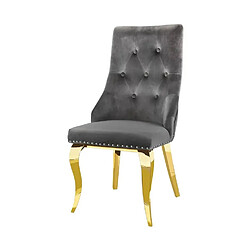 Homy France Lot de 2 chaises ANNEAU Capitonnées et Cloutées Gold Velours