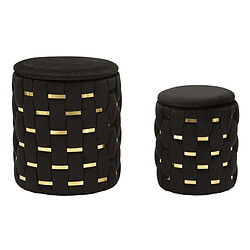 EPIKASA Lot de 2 Poufs MF872, Noir, Polyester, 37x37x42 cm