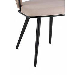 Homy France Lot 2 Chaises Salle à Manger Velours Taupe Dossier Tressé Métal Noir CAROLINA