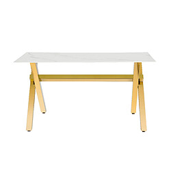 Homy france Table à manger verre - Blanc marbré