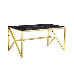 Homy france Table à manger verre trempé - Marbré noir