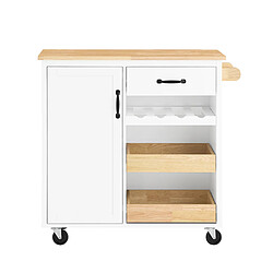 SoBuy Desserte de Cuisine Roulante avec Plan de Travail en Bois Blanc