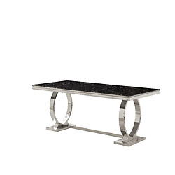 Homy france Table à manger rectangulaire - Marbré noir