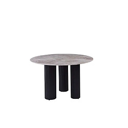 Homy france Table à manger ronde céramique - Marbré gris