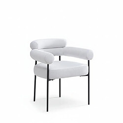 Homy France Lot 2 Chaises Salle à Manger Serge Gris Avec Accoudoirs 72x60x77cm Métal Noir