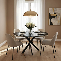 Homy france Table à manger ronde - Marbré noir