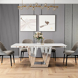 Homy france Table à manger Elegance - Marbre blanc