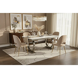 Homy france Table à manger rectangulaire en verre - Blanc