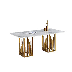 Homy France Table à manger rectangulaire - Marbré blanc